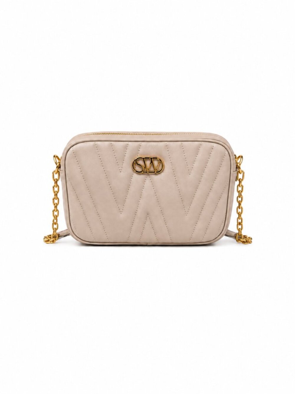 Stuart Weitzman Latte Quilted Leather Shoulder Bag Gold Hardware,$425